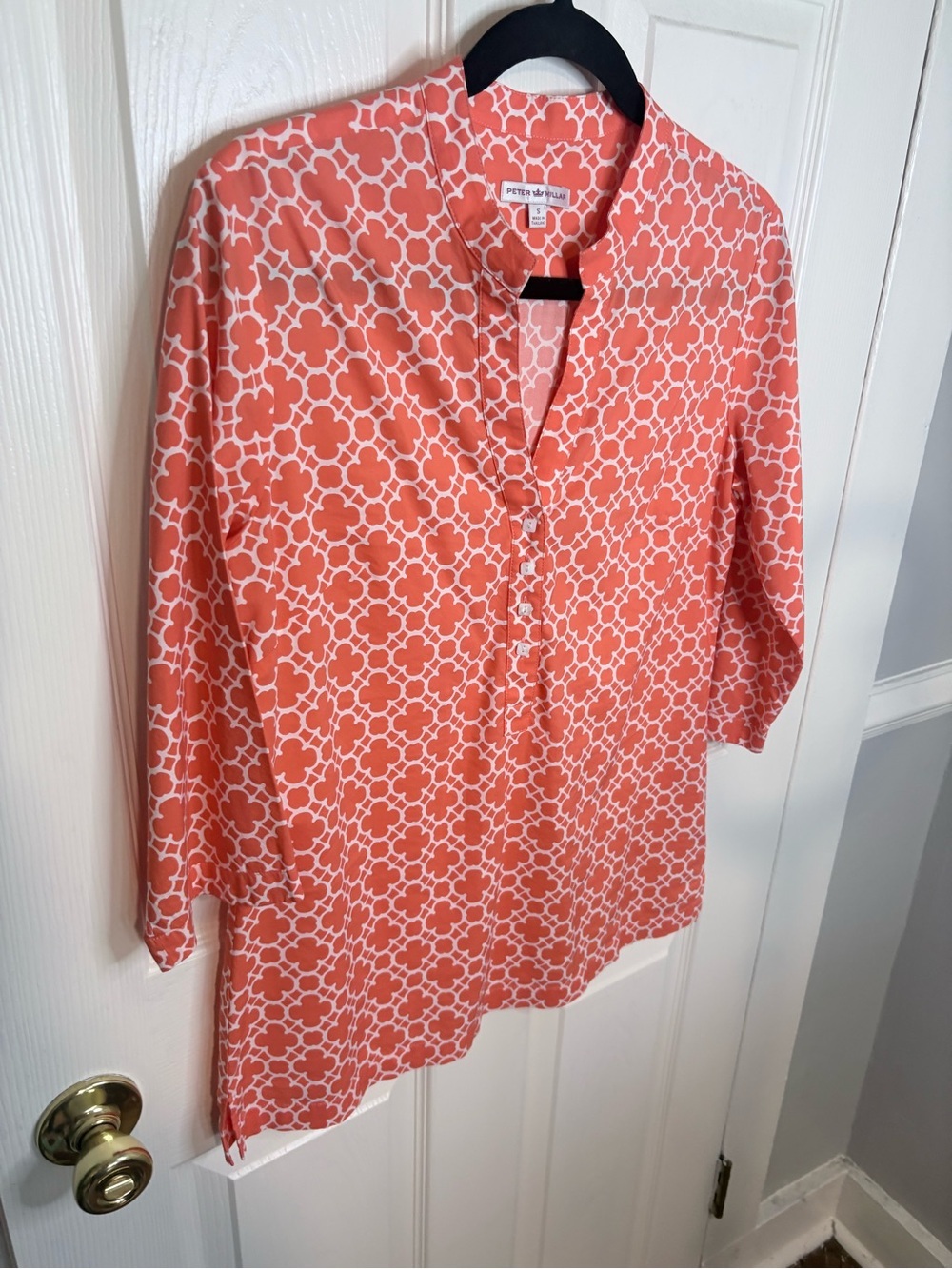 Peter Millar Women’s Coral Geometric Print Tunic Blouse Size Small - Picture 3 of 10